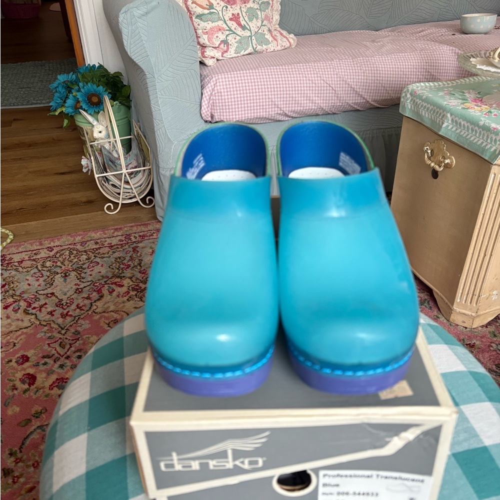 Dansko Women's Aqua Blue Mules - Picture 3 of 5